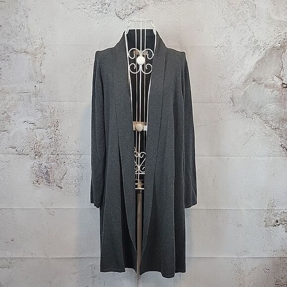 Christopher and Banks Grey Open-Front Sweater extra long Women's Size L - Picture 1 of 11
